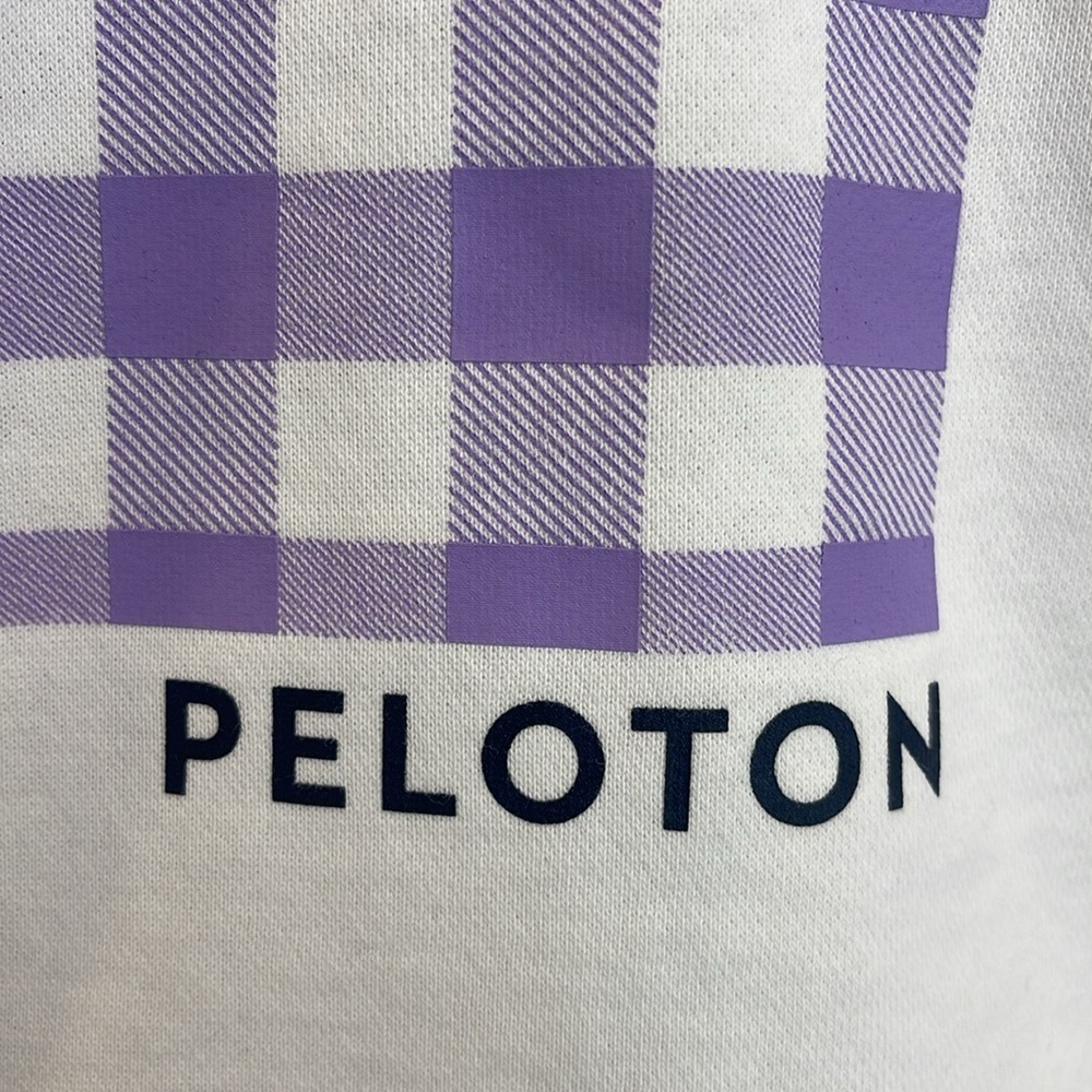 Peloton Women’s Polo Sweatshirt Pullover size S NWT White w/Graphic Back - Picture 5 of 6